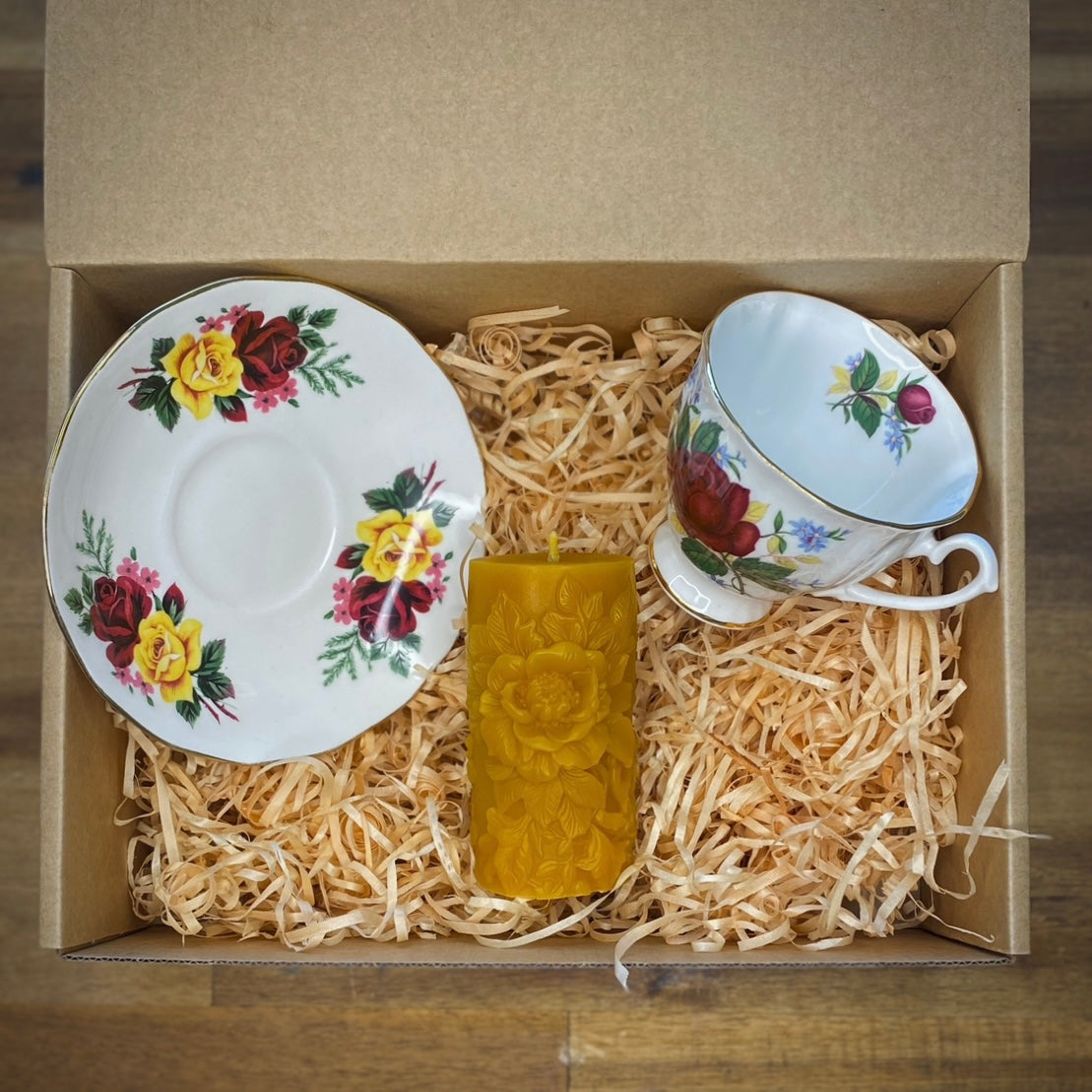 Candle thrift box ‘Rose & Tea’