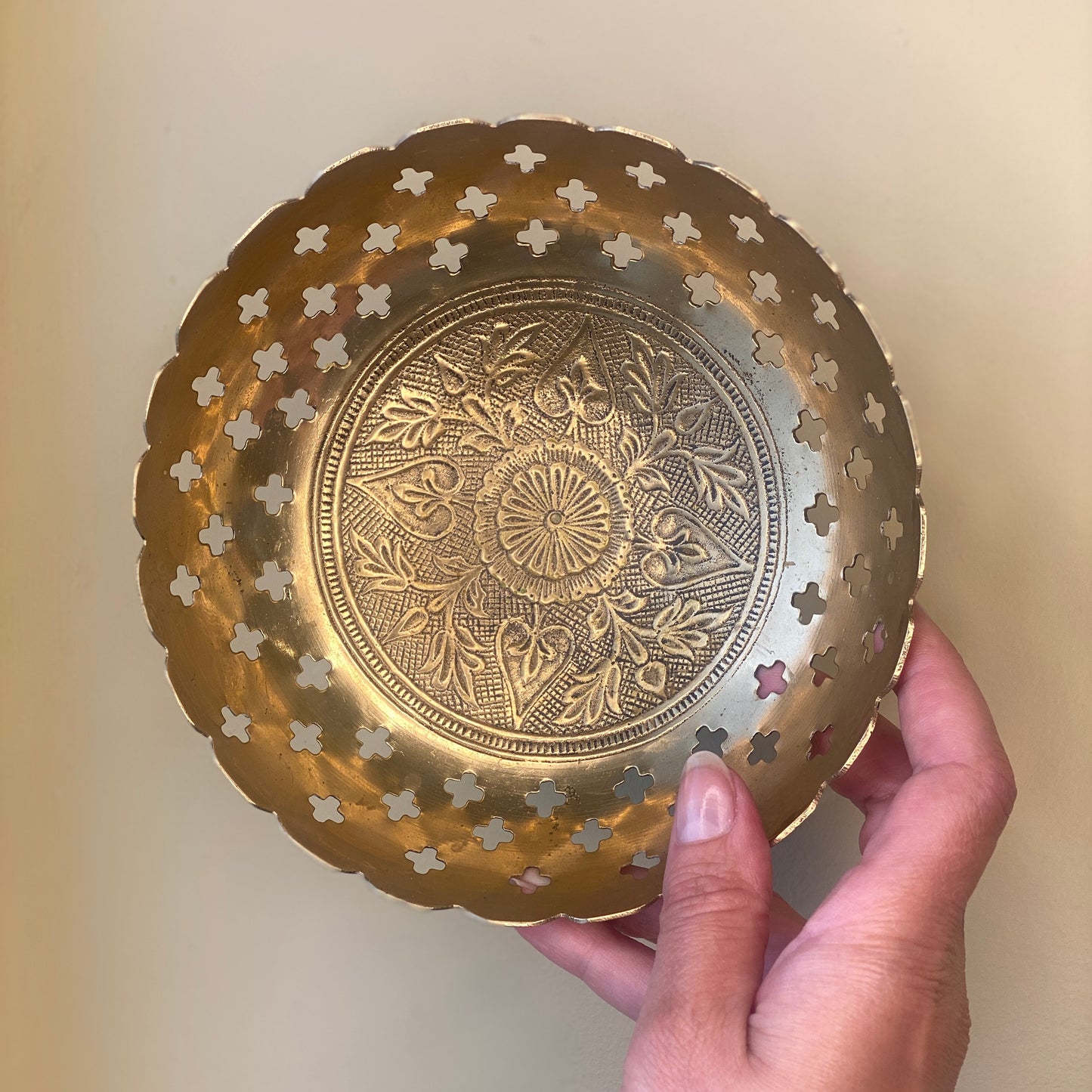 'Aurelia' Hand painted Candle and Ornate brass set