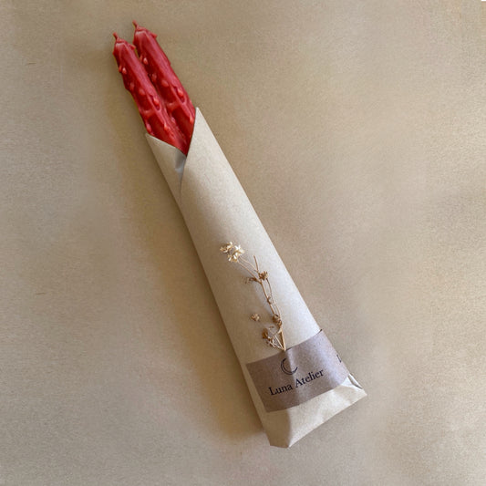 Olde World Ceremonial Taper Candles ‘Rose Red’