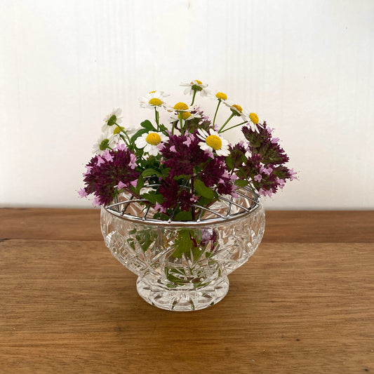 Crystal Cut Bowl with removable Flower frog