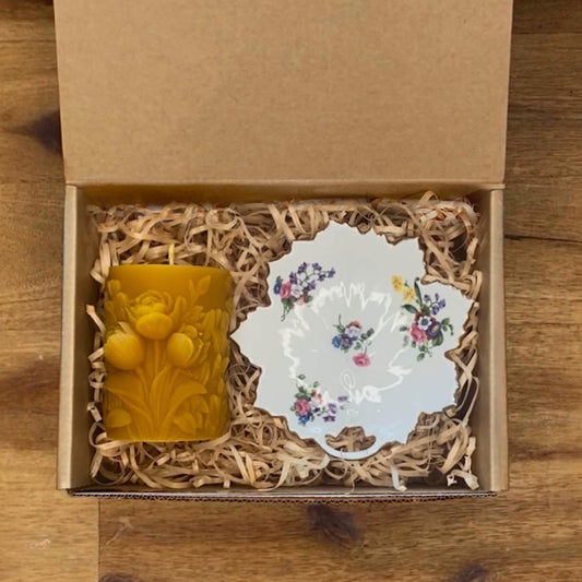 Candle thrift box 'Honey leaf ’