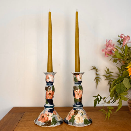 Vintage Floral Porcelain candlestick set