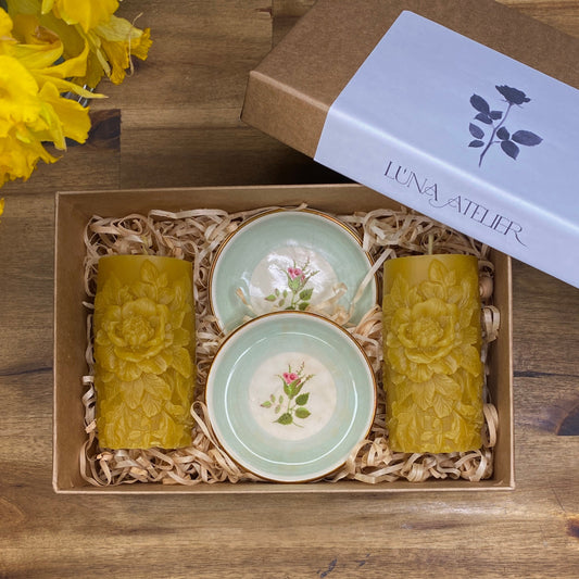 Candle thrift box 'Rose duo'